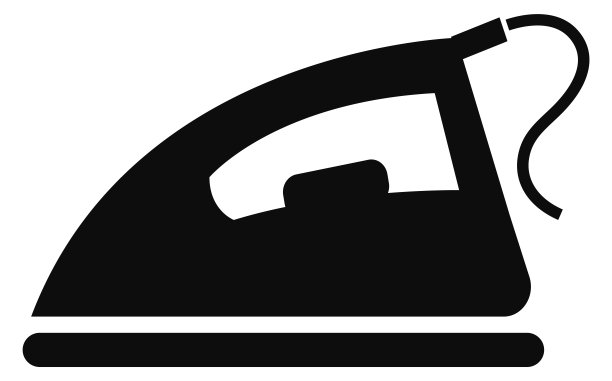 衣铁剪影黑色图标。家务符号孤立在白色上图片下载