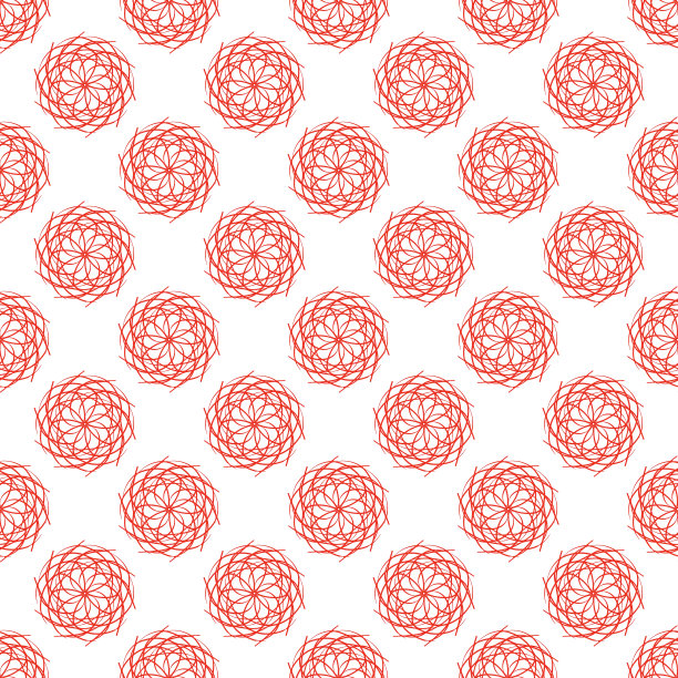 无缝背景与红色曼陀罗。几何圆形装饰。图片下载