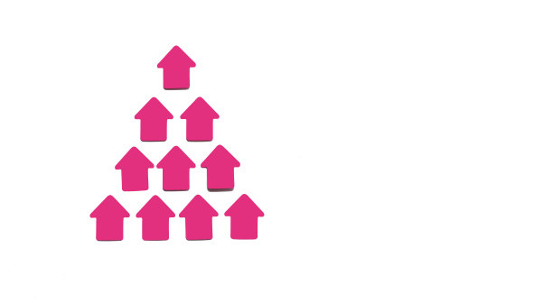 在白色背景上以粉红色箭头形式的一组纸贴纸图片下载