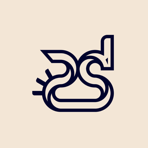 或龙线条矢量模板符号设计图片下载