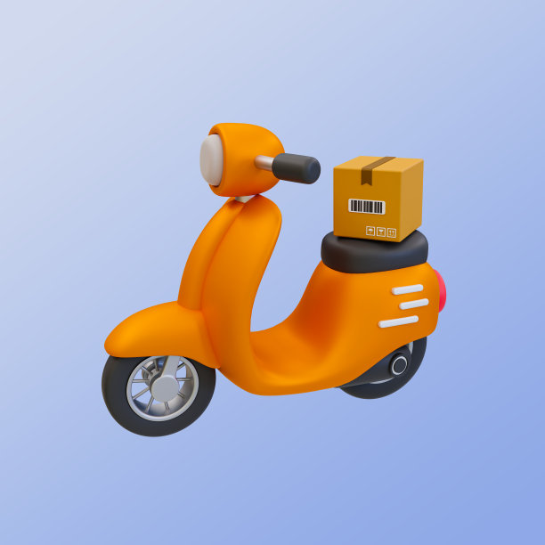 3d最小产品运输。货物运输。送货服务。交付的摩托车。3 d演示。图片下载