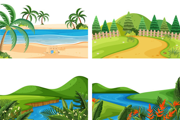 包括河流在内的一组户外场景图片下载