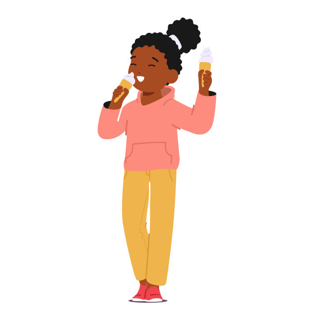 快乐的孩子品尝着冰淇淋，脸上抹着喜悦，珍惜每一次舔舐，眼中闪烁着幸福图片下载