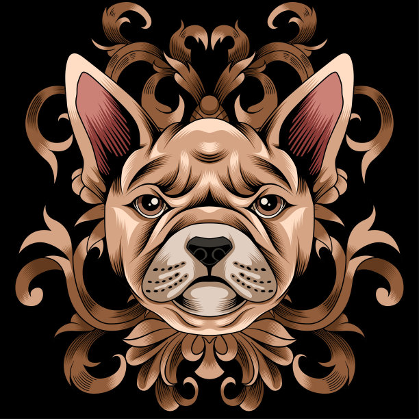 法国斗牛犬矢量插图图片下载