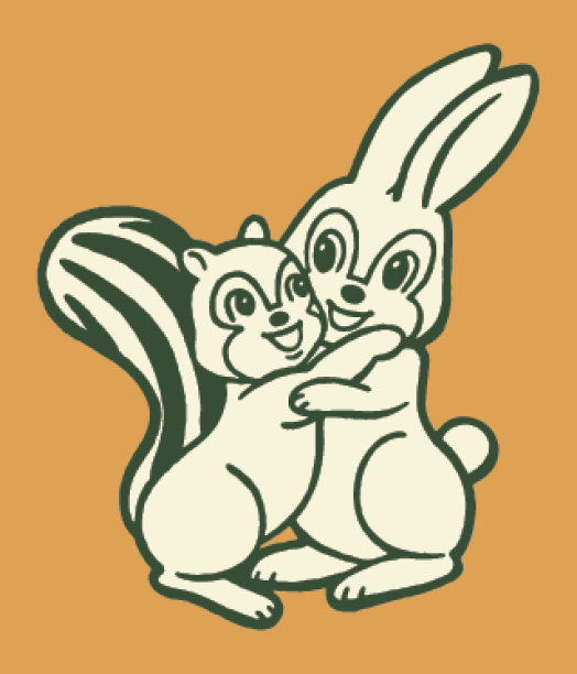 兔子和花栗鼠的拥抱图片下载