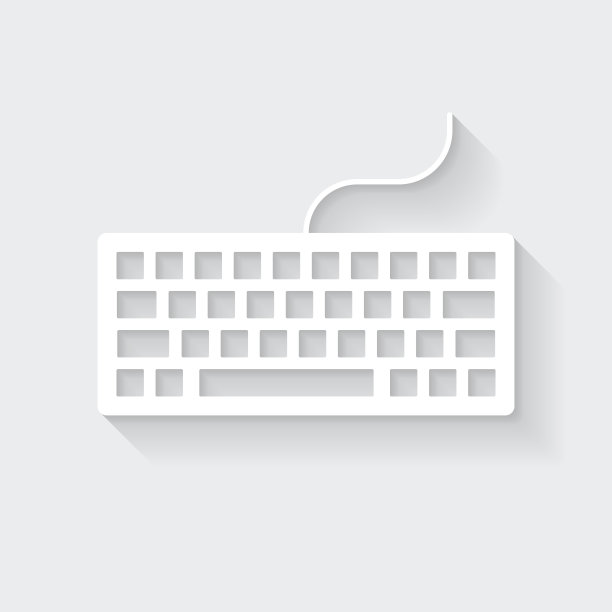 键盘。图标与空白背景上的长阴影-平面设计图片下载