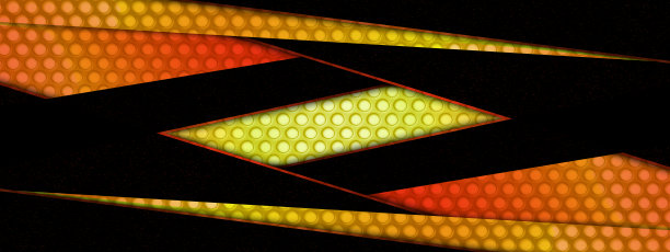 抽象的颜色梯度和黑色几何形状与圆形网格。图片下载