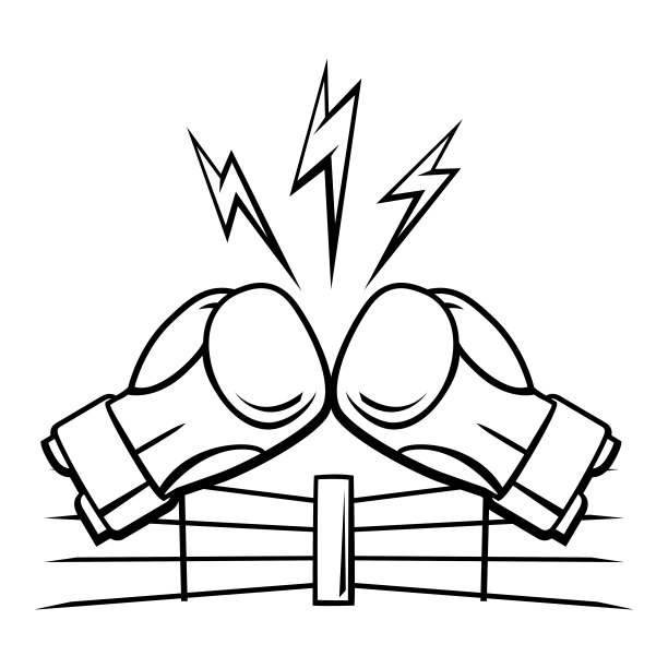 带拳击手套的徽章。拳击俱乐部的标签。卡通风格的体育插图。图片下载