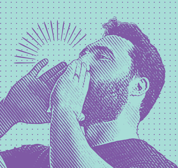 复古风格的插画，男人喊着公告图片下载