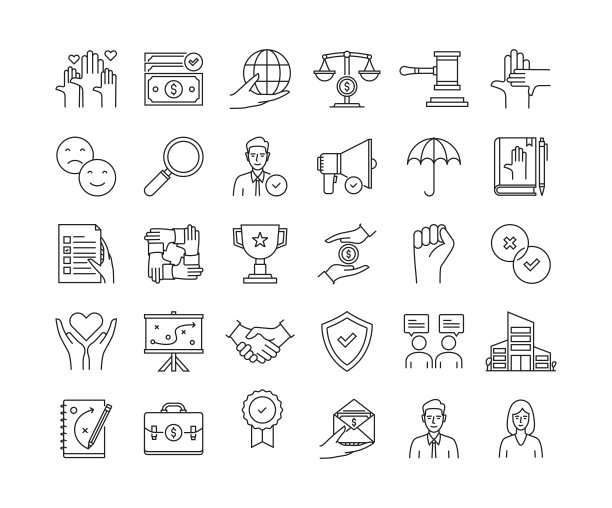 商业道德细线图标集图片下载