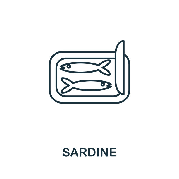 沙丁鱼图标。来自海鲜收藏的简单插图。创意沙丁鱼图标的网页设计，模板，信息图和更多图片下载