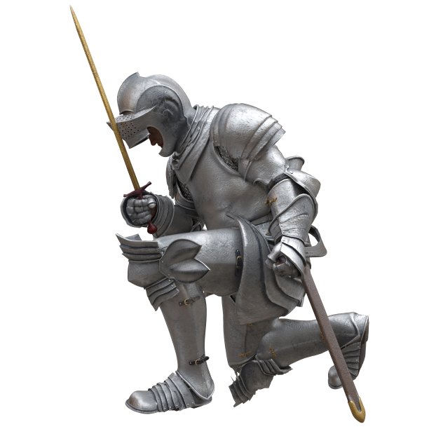 中世纪骑士盔甲孤立的白色背景3d插图图片下载