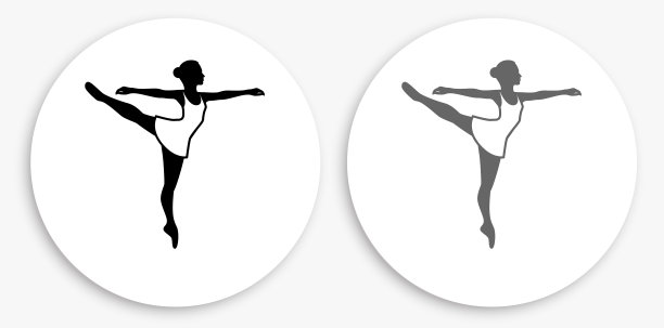 女舞者黑白圆形图标图片下载