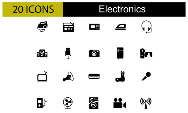20电子图标矢量集图片下载