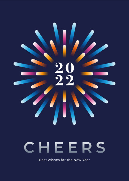 2022年春节贺卡和烟花。图片下载