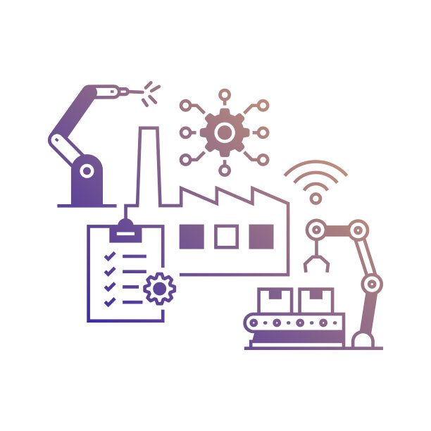 插图工业4.0概念的向量集。线条艺术风格背景设计网页，横幅，海报，印刷等。矢量插图。图片下载