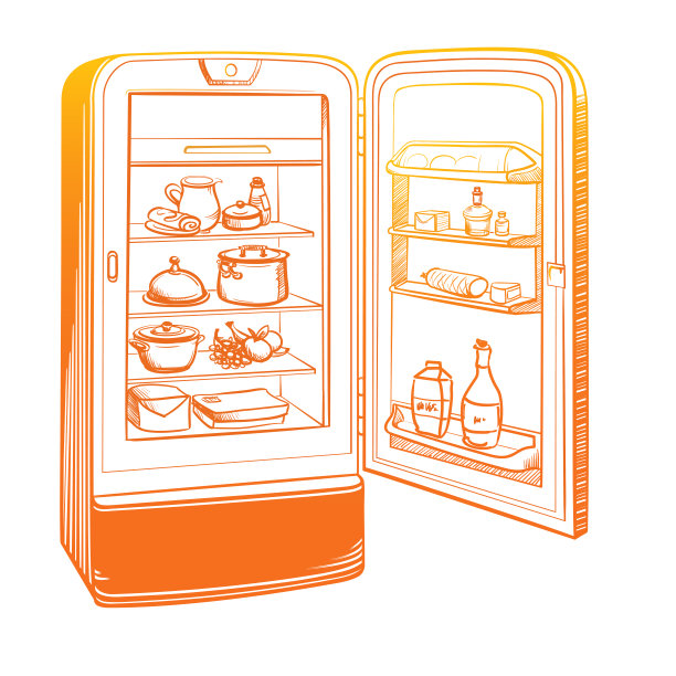 带有杂货的复古冰箱示意图图片下载