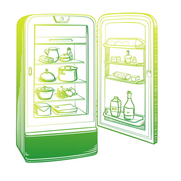 带有杂货的复古冰箱示意图图片下载