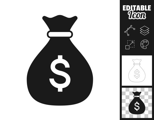 有美元符号的钱袋。图标设计。轻松地编辑图片下载
