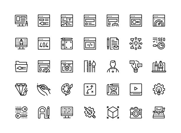 网页设计细线图标系列图片下载
