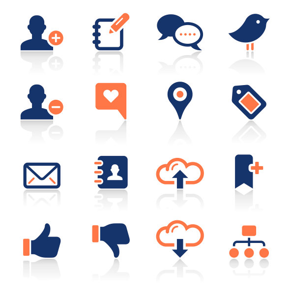 社交媒体两种颜色图标设置图片下载