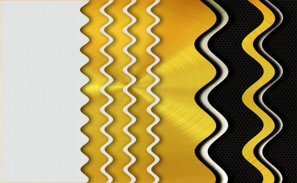 现代的未来主义刷和雕刻黑色和金色金属曲线与金属格栅。未来的技术背景。图片下载