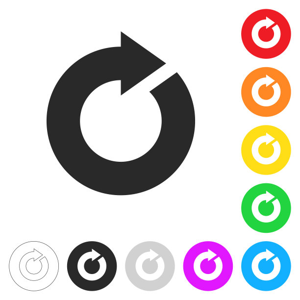 刷新。按钮上不同颜色的平面图标图片下载