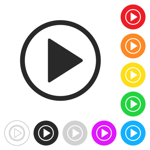 正确的按钮。按钮上不同颜色的平面图标图片下载