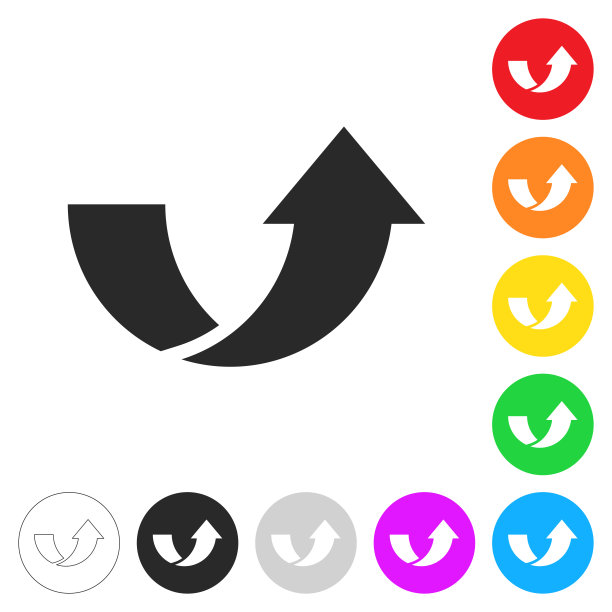 增加。按钮上不同颜色的平面图标图片下载