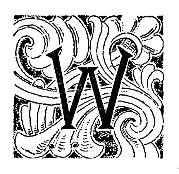 古董运动插图:华丽的字母W图片下载