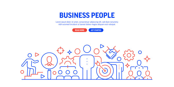 商务人士网页横幅线条风格。现代设计矢量插图的网页横幅，网站标题等。图片下载