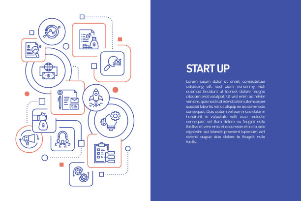 启动概念，矢量插图启动与图标图片下载