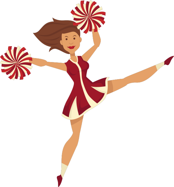 啦啦队长穿着制服，带着绒球跳舞图片下载