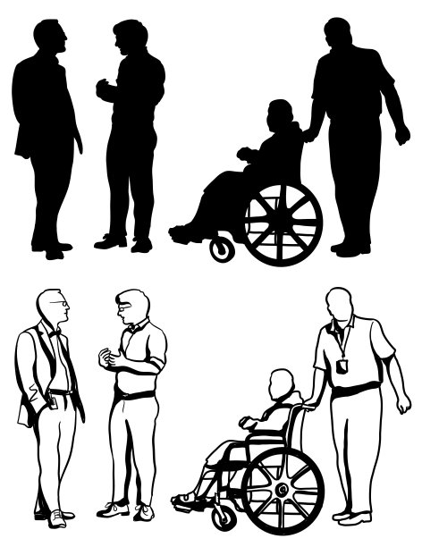 商业会议残疾人援助剪影图片下载