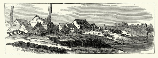 英国柴郡诺斯维奇盐矿的土地和建筑物的沉降，1881年，维多利亚19世纪图片下载