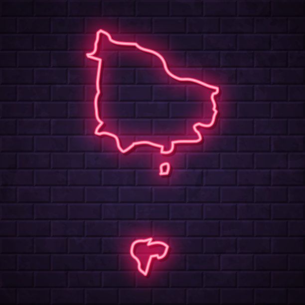 诺福克岛地图-发光的霓虹灯在砖墙的背景图片下载