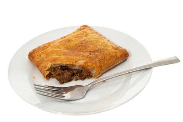 盘子里的肉馅饼 - 白色背景图片下载