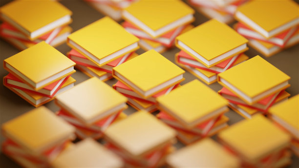 堆栈的黄书3D插图渲染图片下载