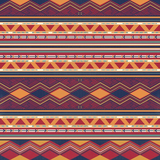 民族复古东方几何风格无缝花纹。抽象传统民俗。伊卡特热带纹理纺织背景。抽象手绘。图片下载