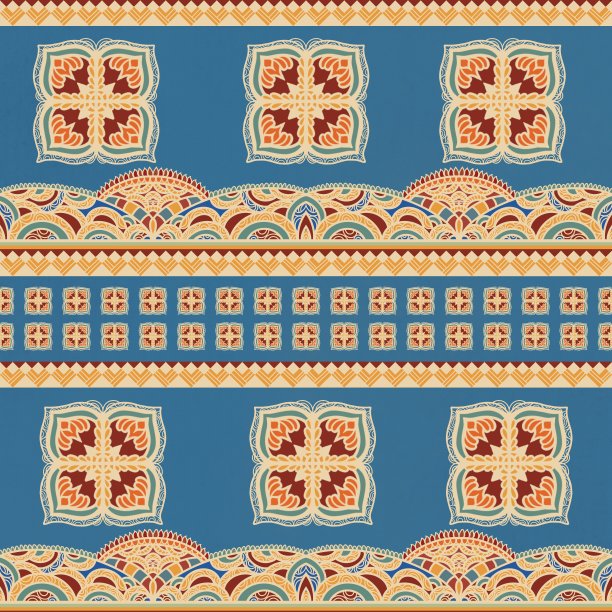 民族复古东方几何风格无缝花纹。抽象传统民俗。伊卡特热带纹理纺织背景。抽象手绘。图片下载