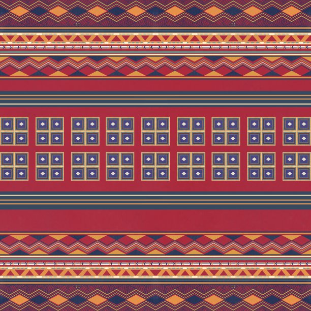 民族复古东方几何风格无缝花纹。抽象传统民俗。伊卡特热带纹理纺织背景。抽象手绘。图片下载