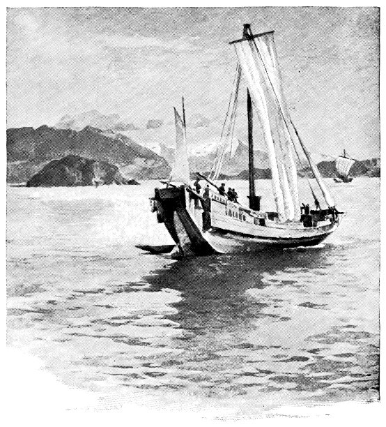 日本濑户内海上的船——19世纪明治时代图片下载