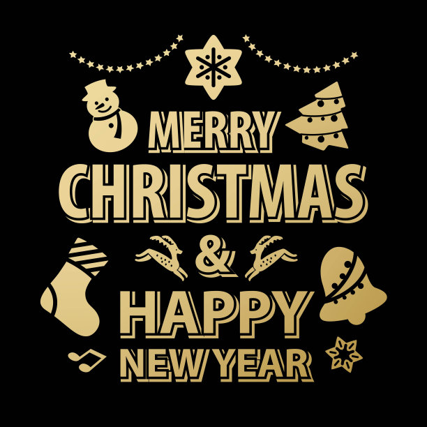 金色圣诞图标套装图片下载