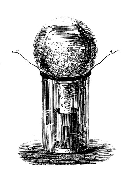 科学发现的古董插图，电和磁:电池图片下载