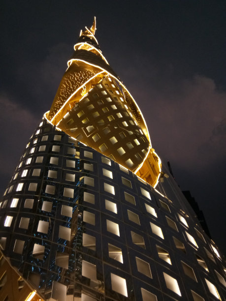 建筑在夜晚的形状，Icon暹罗，泰国图片下载