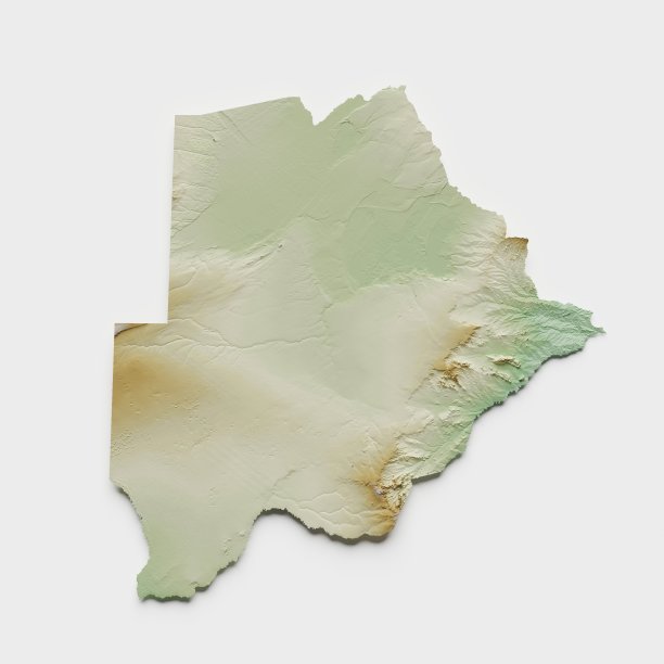 博茨瓦纳地形图- 3D渲染图片下载