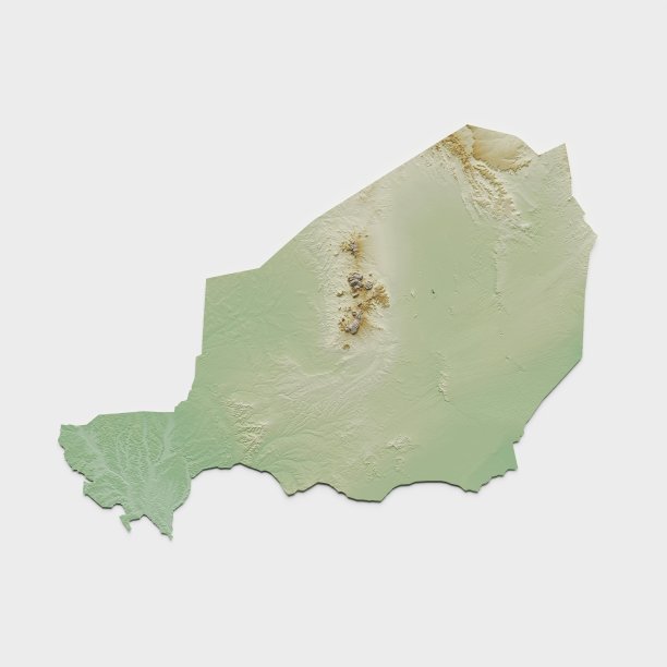 尼日尔地形起伏图- 3D渲染图片下载