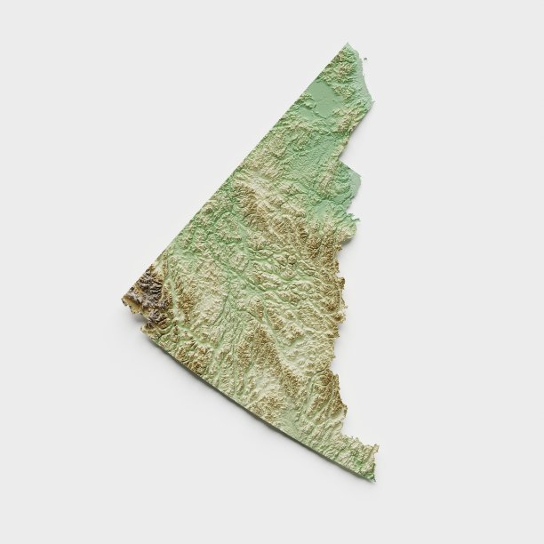 育空地区，加拿大地形起伏地图- 3D渲染图片下载