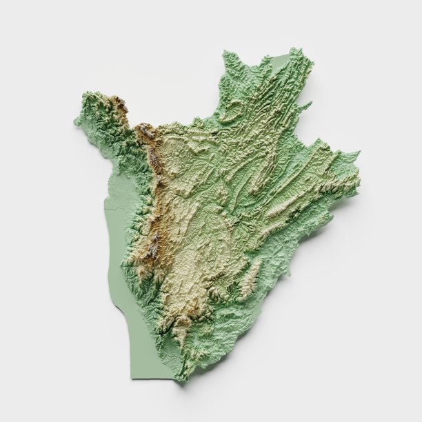 布隆迪地形图- 3D渲染图片下载