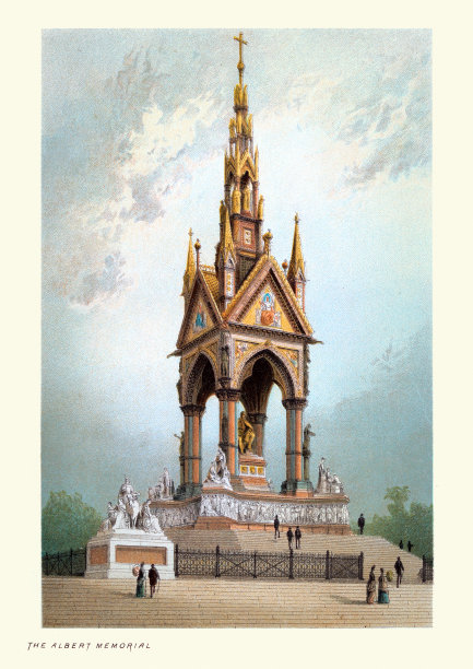 阿尔伯特纪念堂，肯辛顿花园，伦敦，维多利亚时代，19世纪图片下载